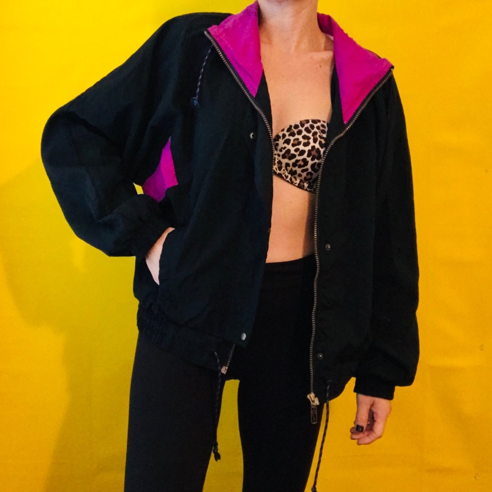 90s Puma Black & Fuchsia Windbreaker Vintage Vtg